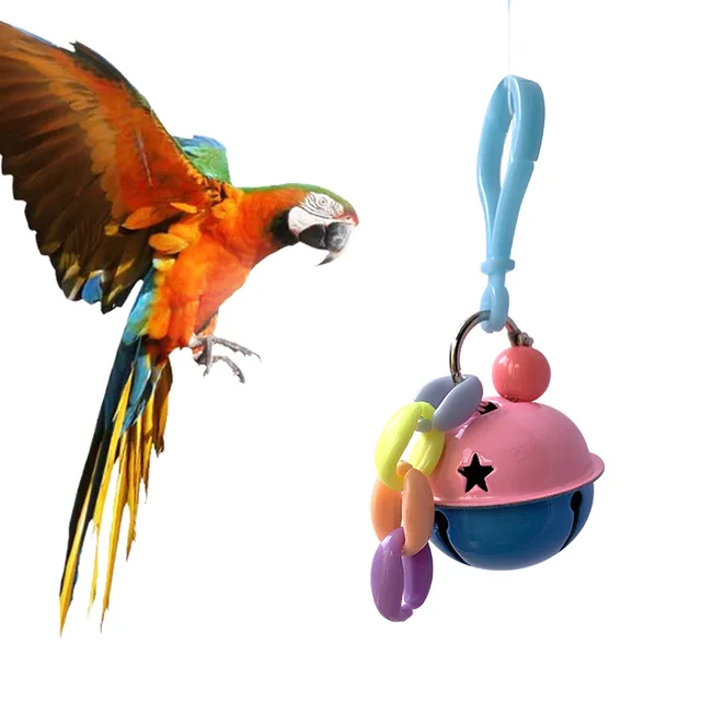 Macaron Color Parrot Toy Simple Big Bell Bird Cage Accessories Gnawing Toy String Bird Pet Supplie for Mini Medium Bird Supplies 2