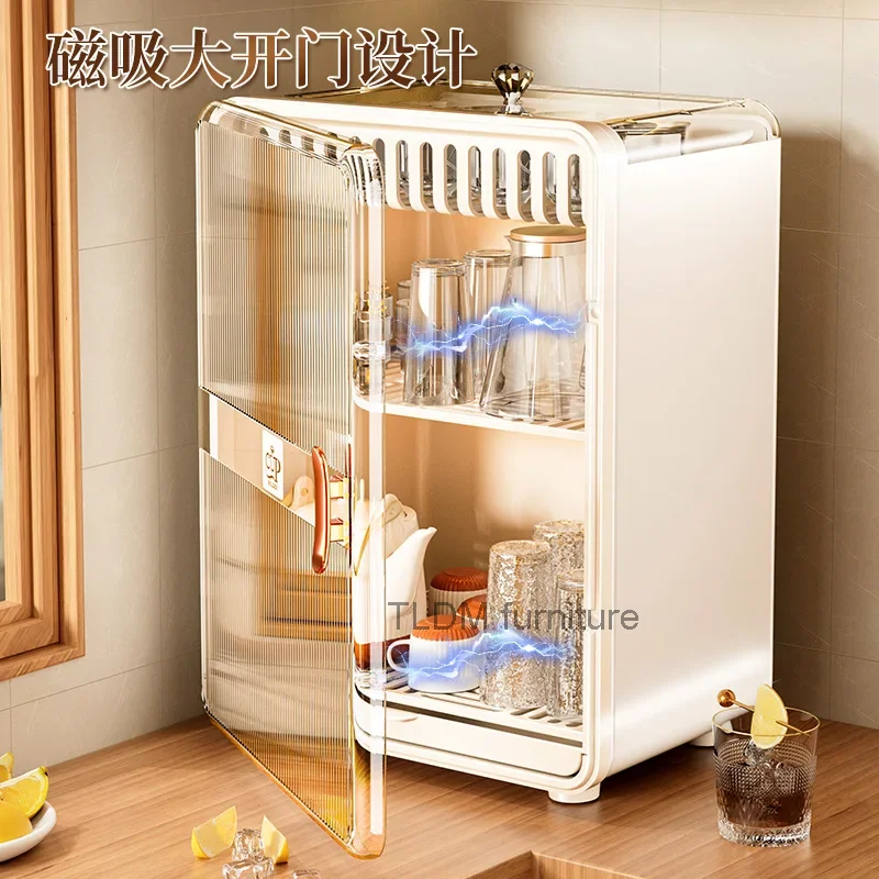 

With magnetic attraction Tabletop cup storage rack Dustproof cup and tea set storage box Coffee storage drain organizer