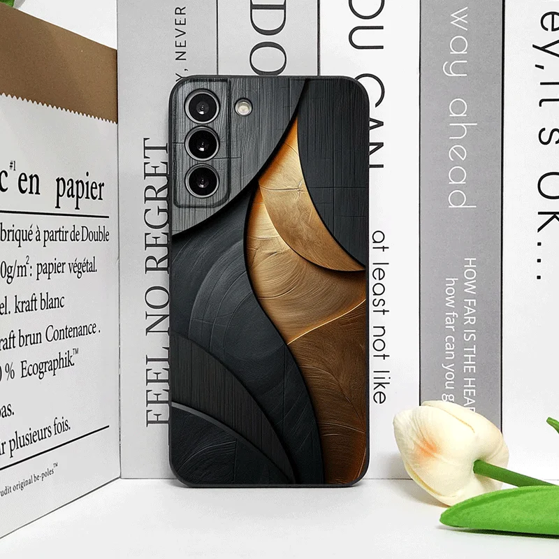 Artistic Mechanical Wood Texture Silicone Phone Case - Shockproof Soft Cover