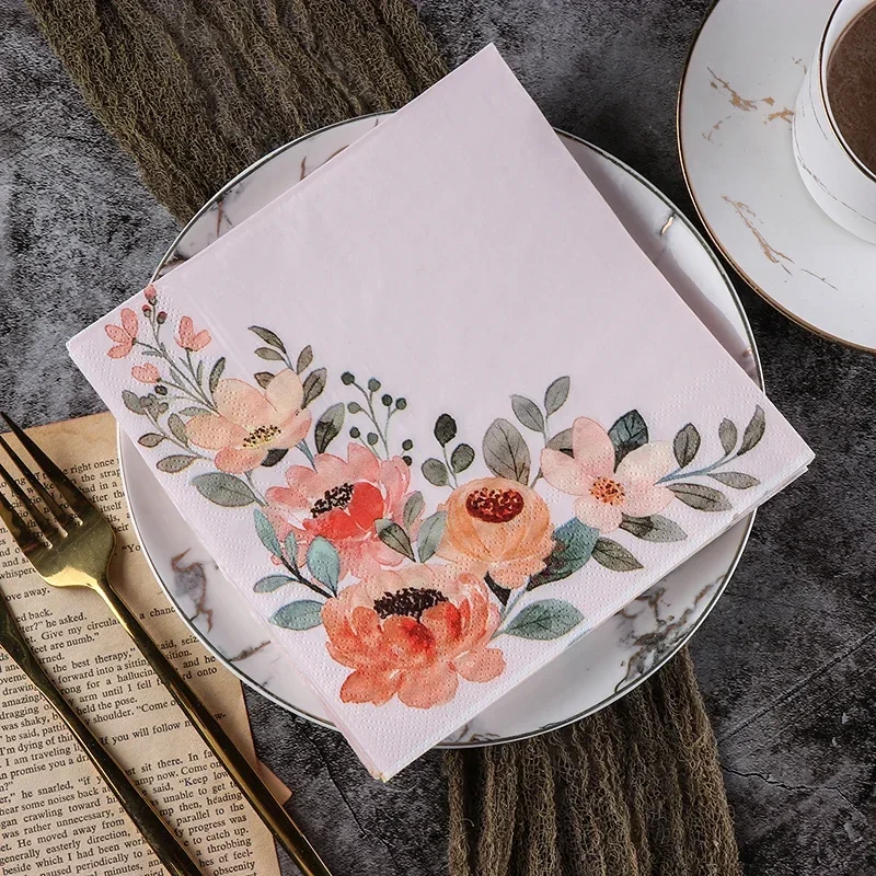 Colored Tissue Paper Printing Napkins Wedding Tissue Original Wood Pulp Paper New Year's Printing Colorful Pumping 20pcs