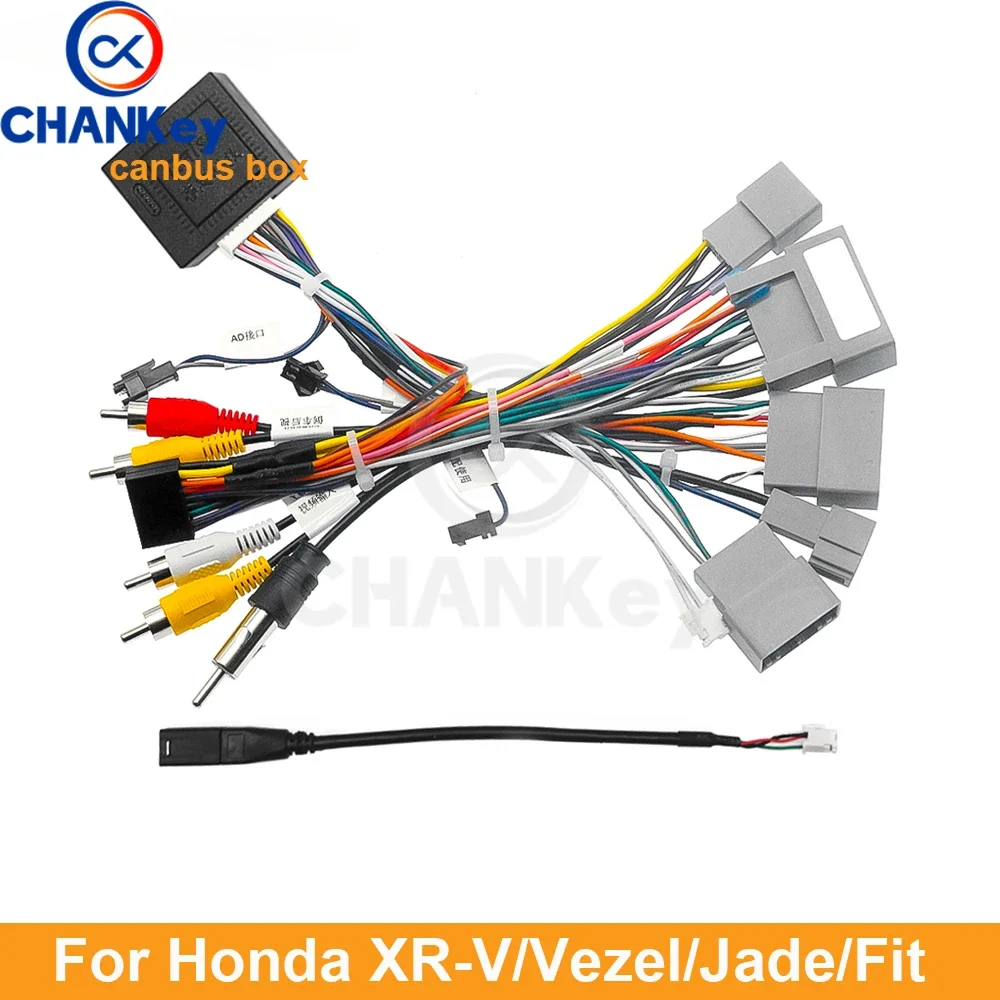 

Car 16Pin Android Stereo Power Wiring Harness With Canbus + USB For Honda XR-V(15-17)/Vezel(15-18)/Jade(13-17)/Fit(14-19)