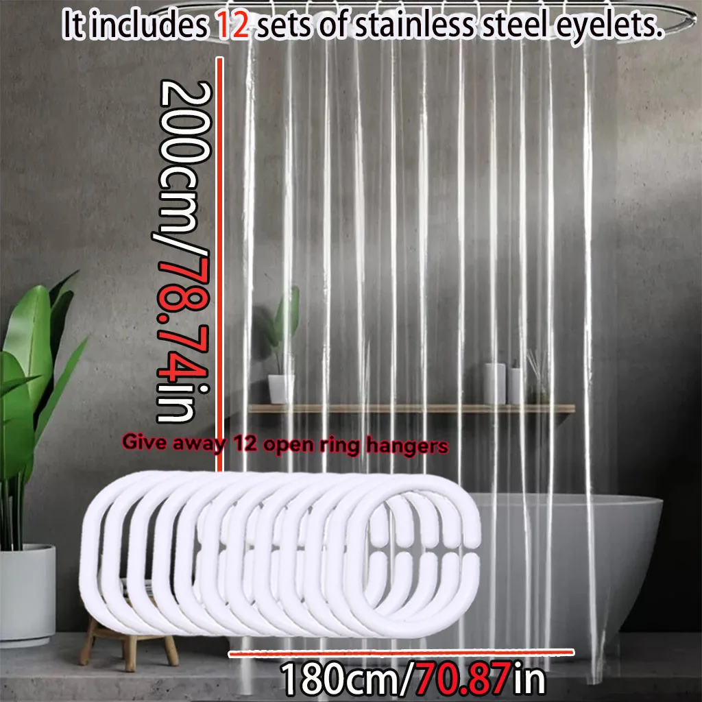 Transparent shower curtain High permeability PEVA material waterproof easy to take care of bathtub shower room partition curtain