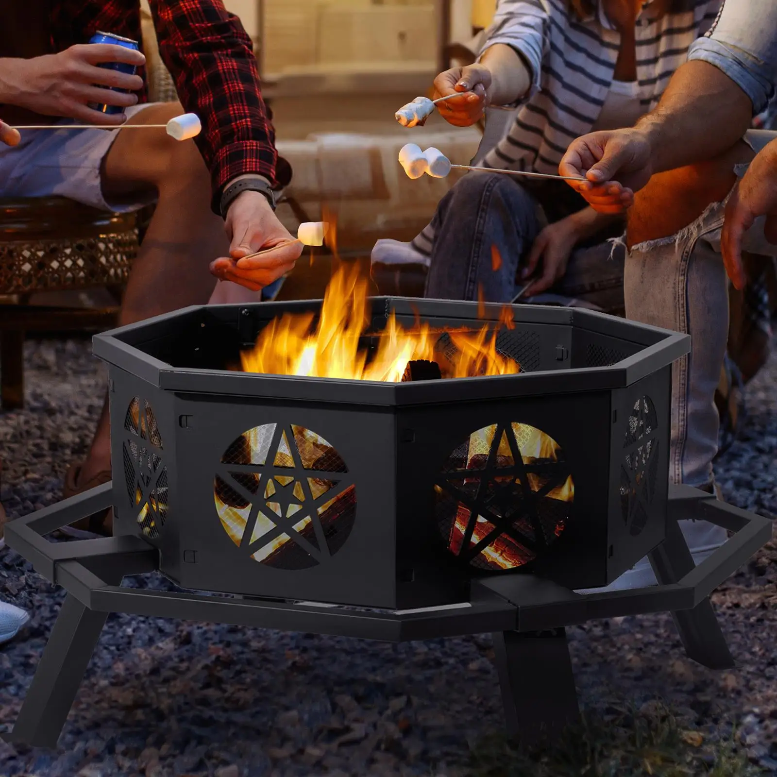 35-Inch Decorative Outdoor Fire Pit-Portable Patio Heater for Backyard Campfires & BBQs