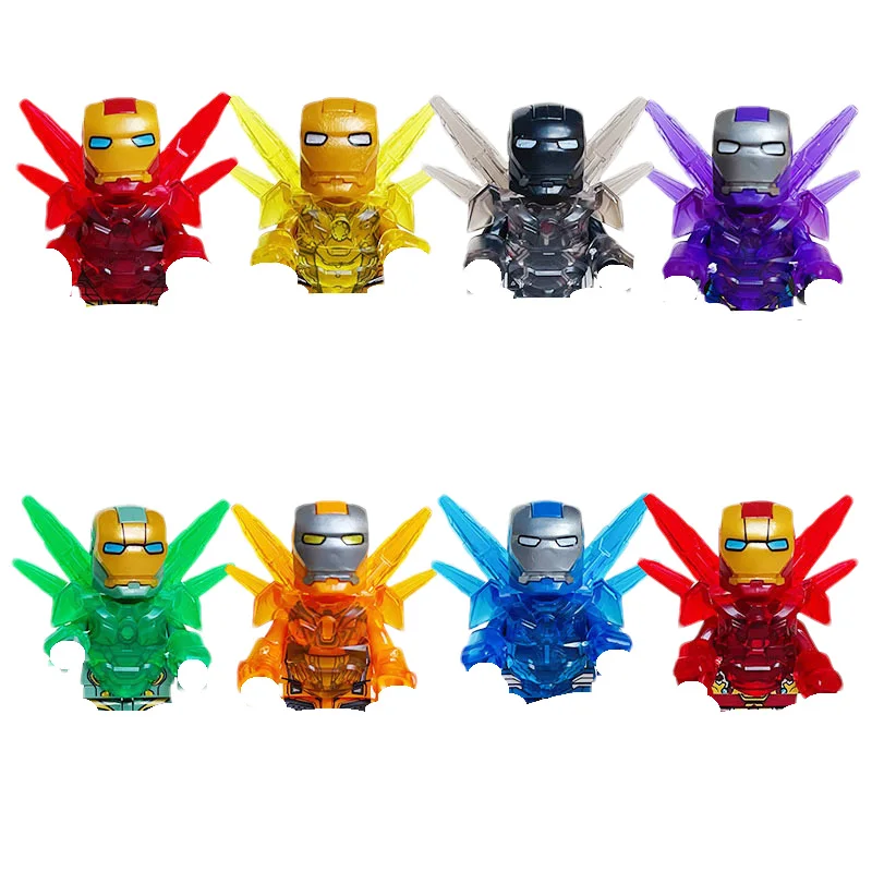 8 Marvel superhero building blocks including Iron Man Spider Man humanoid dolls anime characters and children's toys Toy Building Blocks Action Figures