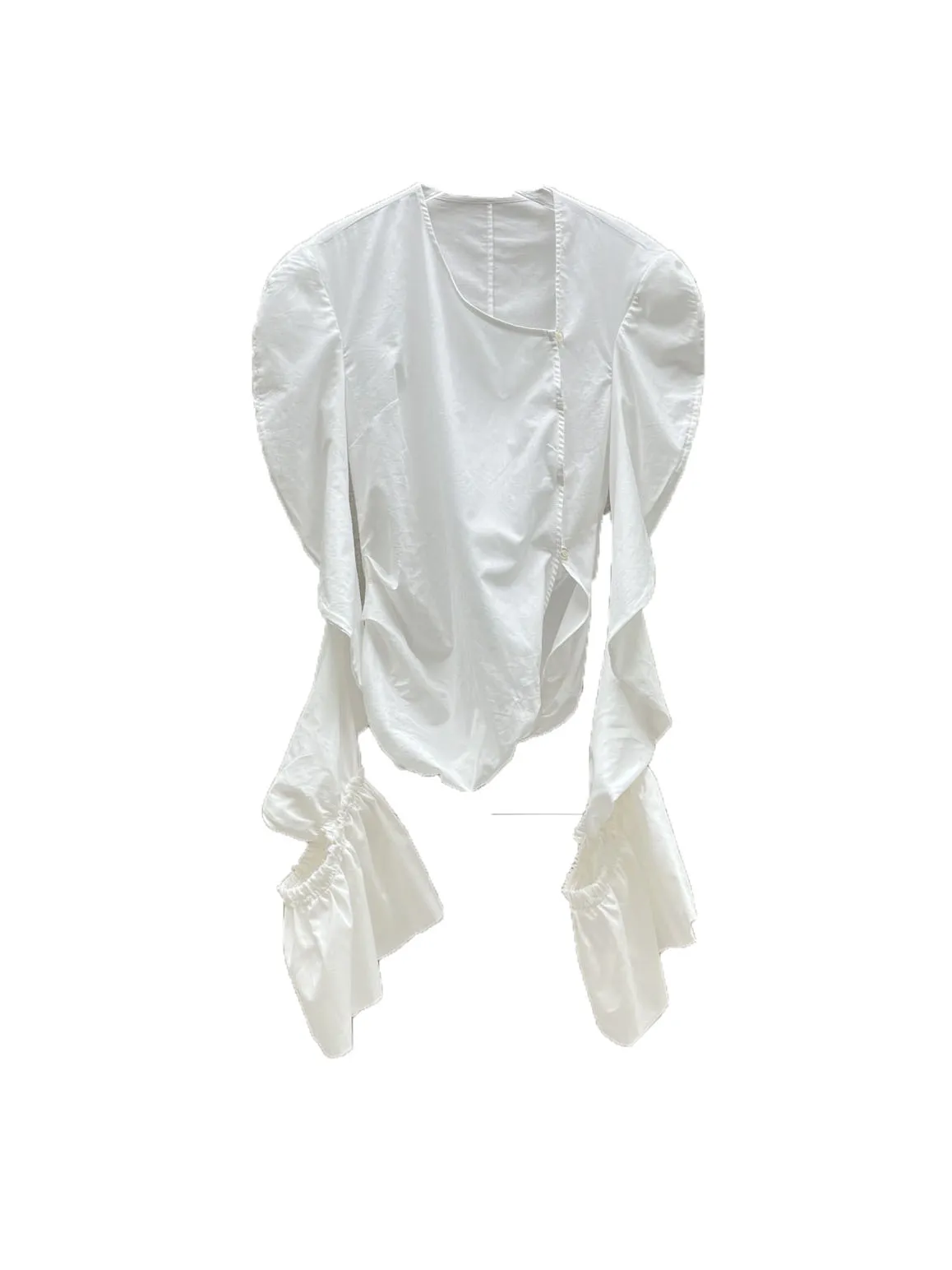 

Asymmetric top ruffle cuff design casual fashion 2024 summer new 1013