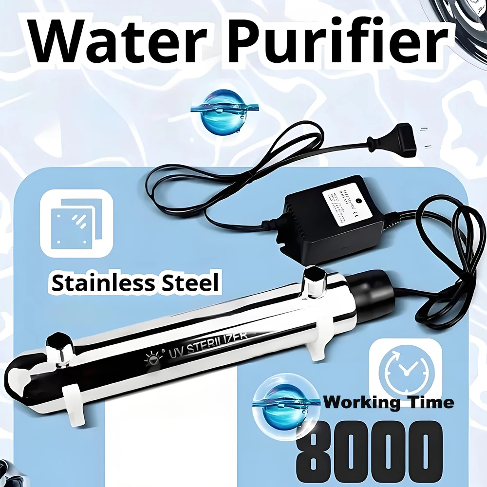 Stérilisateur d'eau UV en acier inoxydable 110V/220V, lampe à Tube ultraviolet, filtre de désinfection directe des boissons, purificateur d'aquarium de poissons