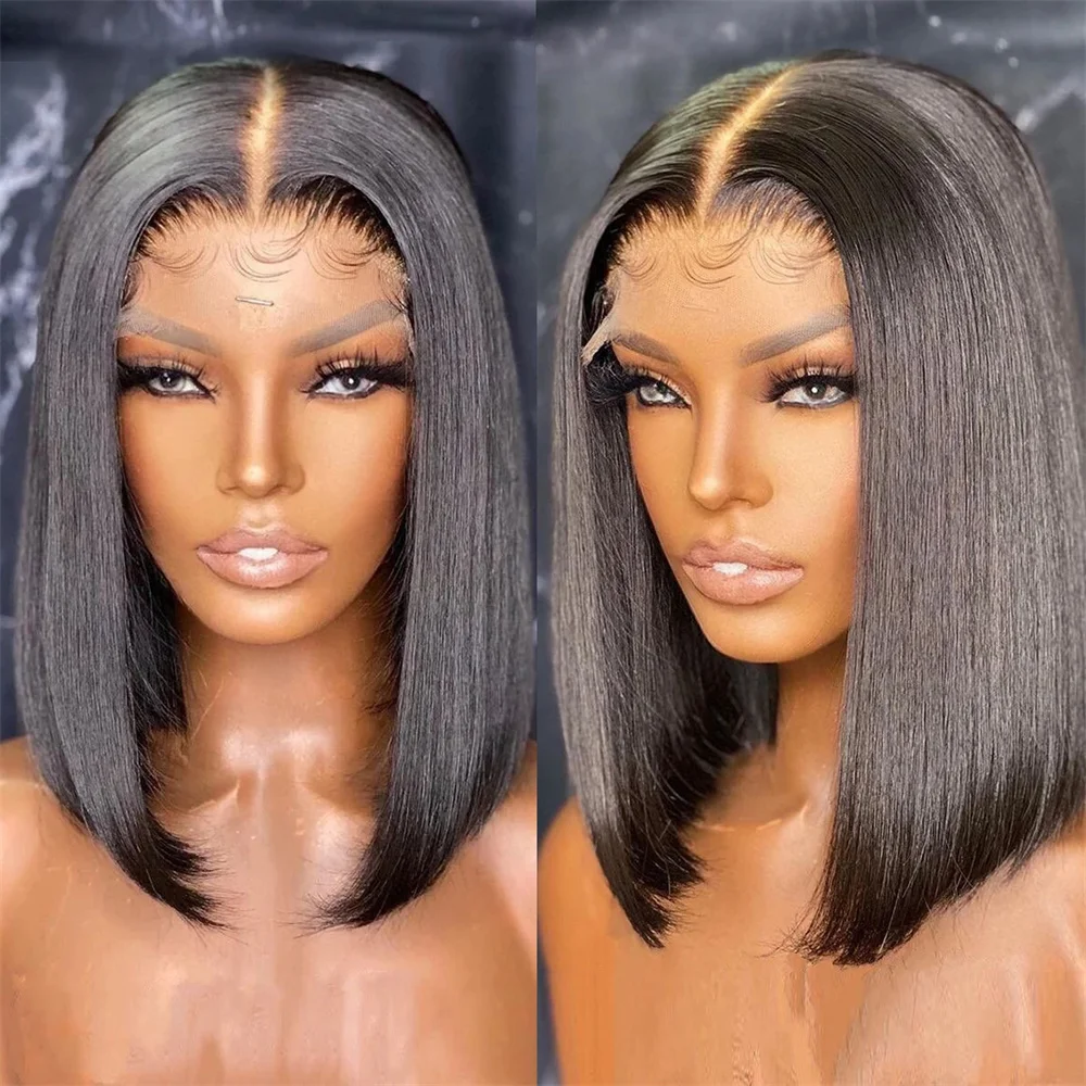 

Short Straight Bob Brazilian Human Hair Lace Front Wigs 13x4 Lace Frontal 4x4 Closure Transparent Wigs For Women