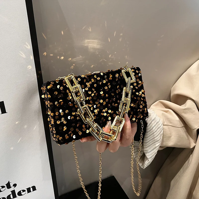 

Sequin small bag 2024 winter trend European and American fashion foreign retro niche texture one-shoulder women's crossbody bag