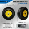 4.10/3.50-4" Flat Free Tire and Wheel, 10" Solid Tire with 5/8" Axle Bore Hole with 3/4" & 1/2" Extra Bearings, 2.2" Offset Hub 2