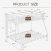 Metal Bunk Bed,Twin Over Full Size Beds with Sturdy Guard Rail & Removable Ladder,Space-Saving/Noise-Free/Matte Black bed frame 2