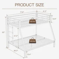 Metal Bunk Bed,Twin Over Full Size Beds with Sturdy Guard Rail & Removable Ladder,Space-Saving/Noise-Free/Matte Black bed frame 2