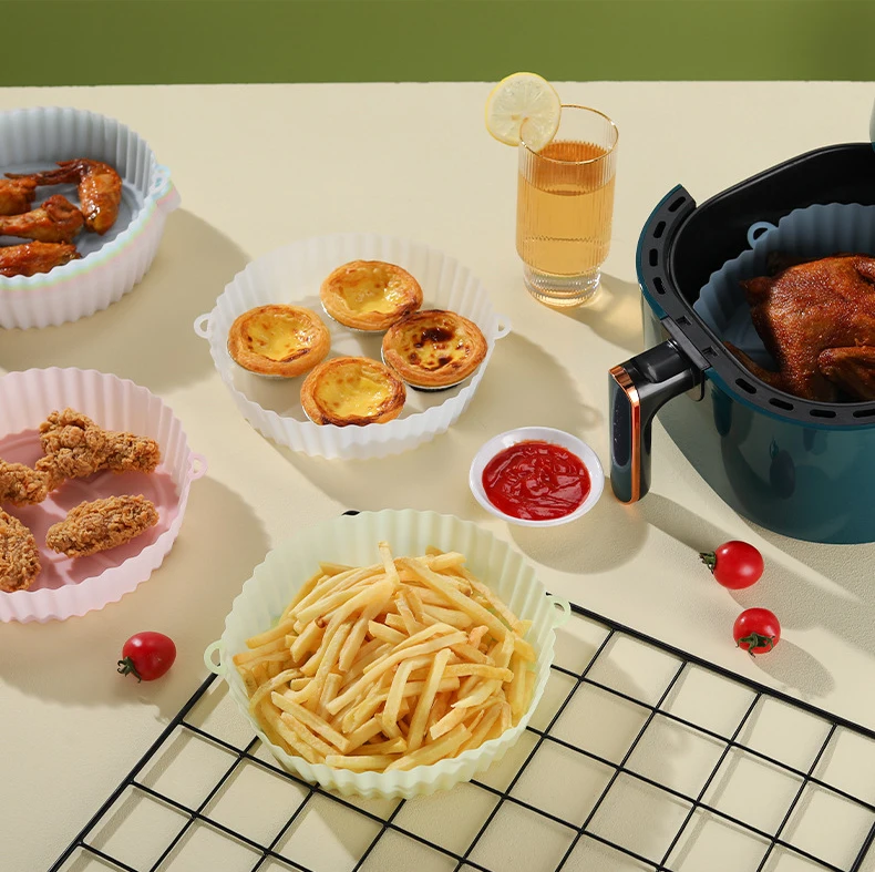 16.5cm Air Fryer Reusable Pot Silicone Oven Baking Tray Round