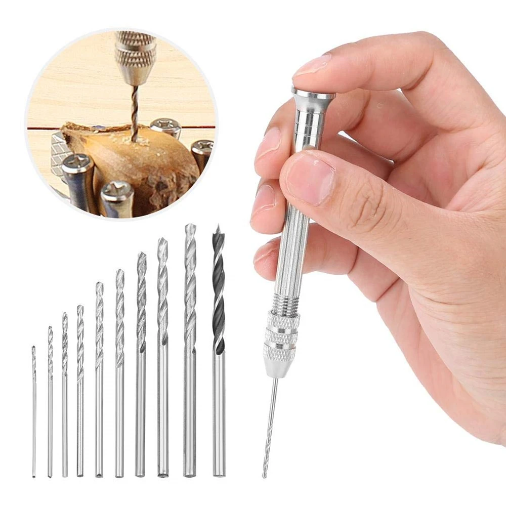 

Mini Micro hand drill bits set Woodworking Drilling DIY Carving 0.8-3.0mm HSS Twist Manual Drill Jewelry Hole Maker Tools