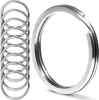 Porte-clés en acier inoxydable, 25/30mm, ligne plate ronde, anneaux fendus, pour la fabrication de bijoux, porte-clés poli, résultats de bricolage, 10 à 50 pièces 6