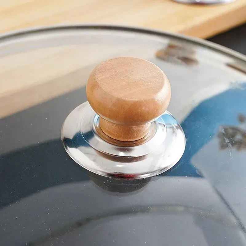 Wood Lid Handle Stainless Steel Pot Anti-scalding