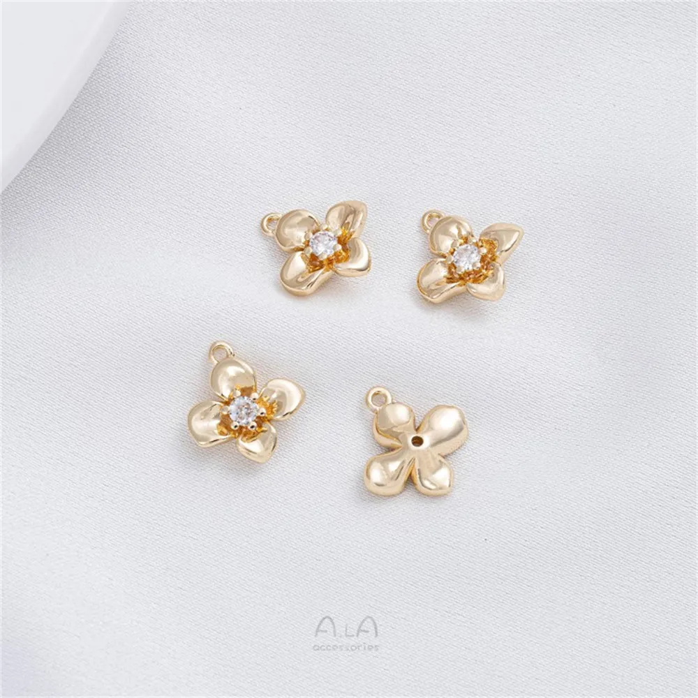 14K 골드 꽃 장미 펜던트 꽃 봉오리 꽃 펜던트 Diy 팔찌 귀걸이 펜던트