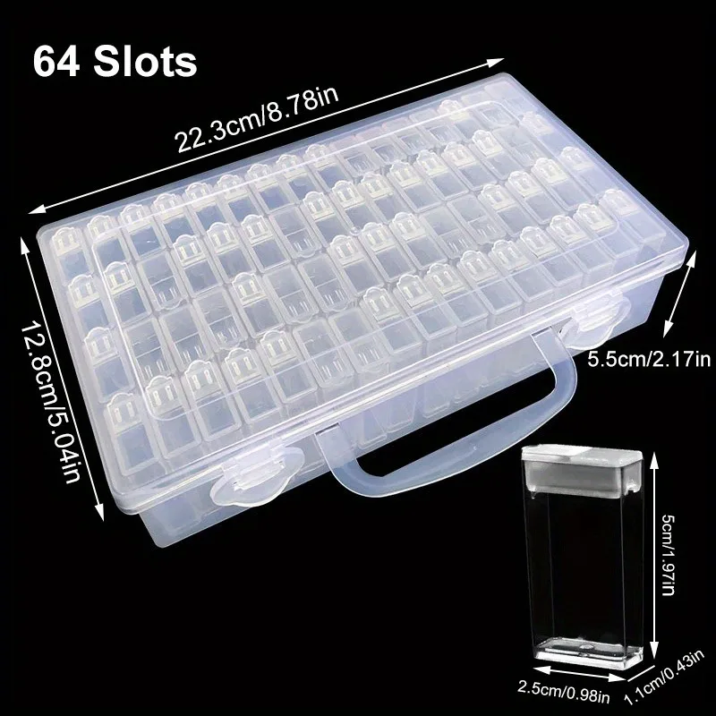 1pc 28/32/48/56/64 Slots Plastic Storage Box DIY Diamond Painting Beads Charms Jewelry Accessories Organizer Box