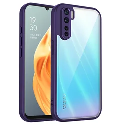 Shockproof Clear Matte Back Cover with Air Cushion Bumper - OPPO F15 (TMMS Purple)