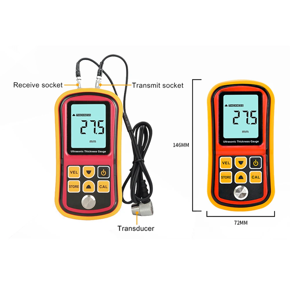 

GM100 Thickness Gauge Digital LCD Metal Width Measuring Tool 1.2~220mm High Precision Digital Ultrasonic Thickness Gauge