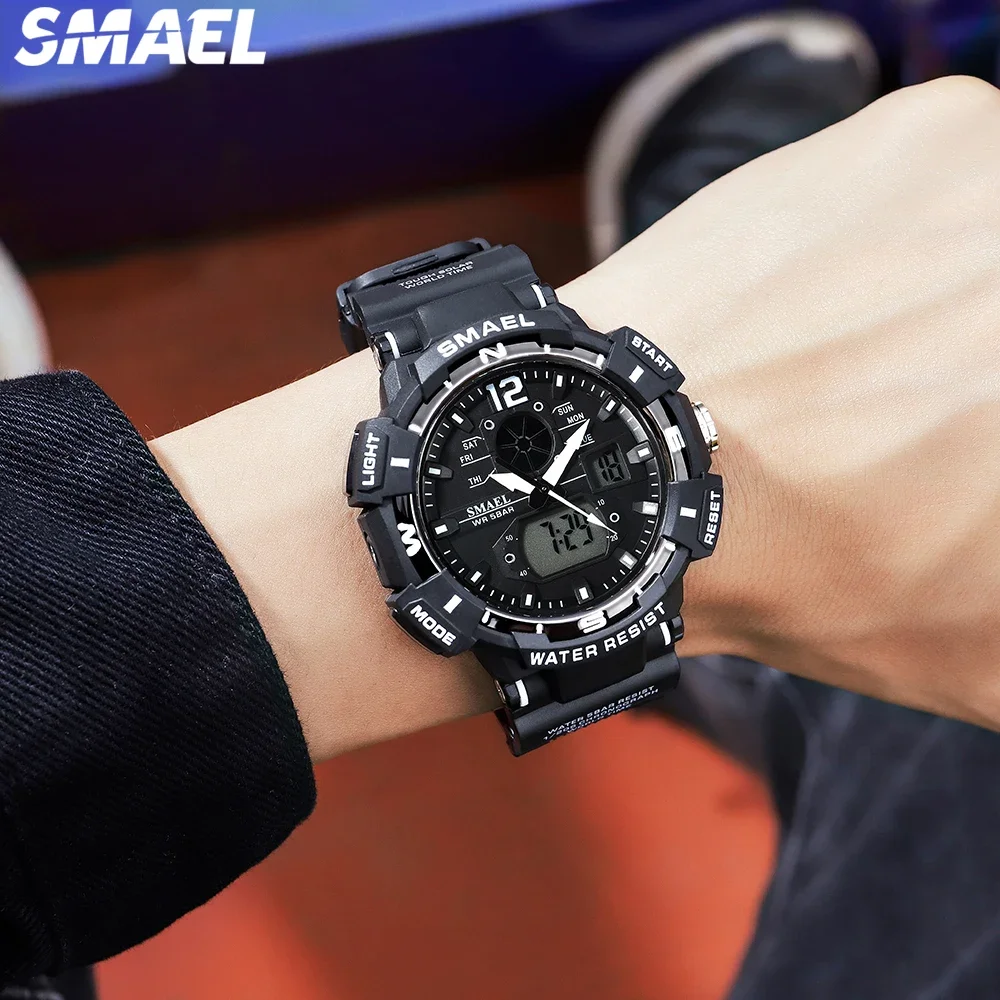 SMAEL  Multi functional Waterproof Sports Dual Display Electronic Quartz Watch 8045 Cool Shockproof Electronic Watch 4
