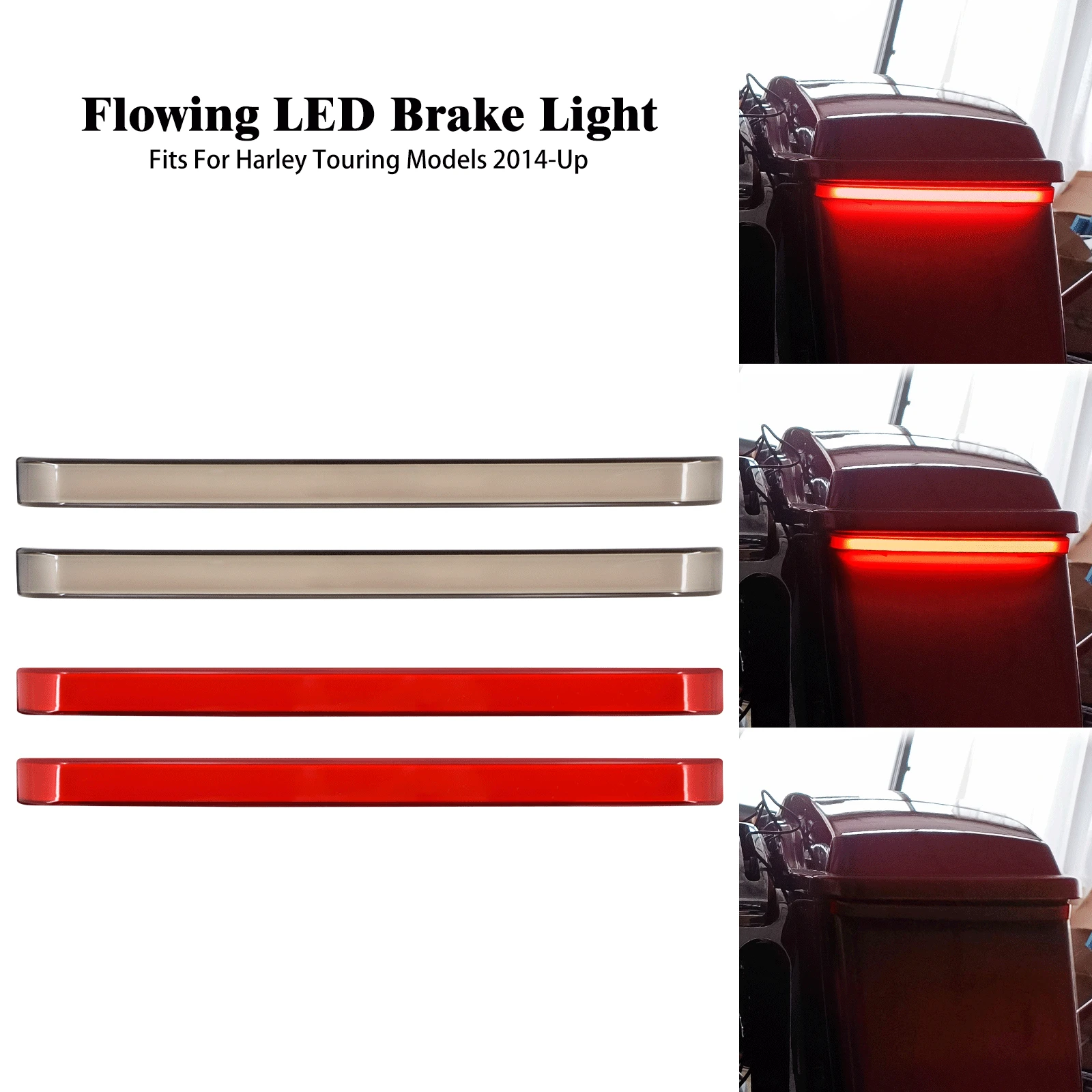 Motorcycle Saddlebag Flowing LED Light Smoke/Red Turn Signal Brake Lamp