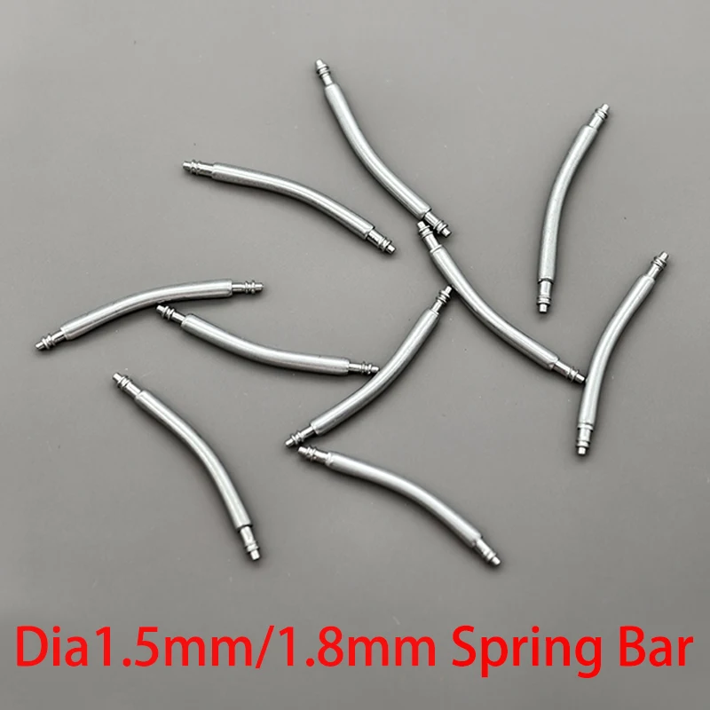 Premium 316L Stainless Steel Curved Watch Strap Spring Bars, 10PCS, 1.5mm & 1.8mm Diameter, Fits 16mm-24mm Widths