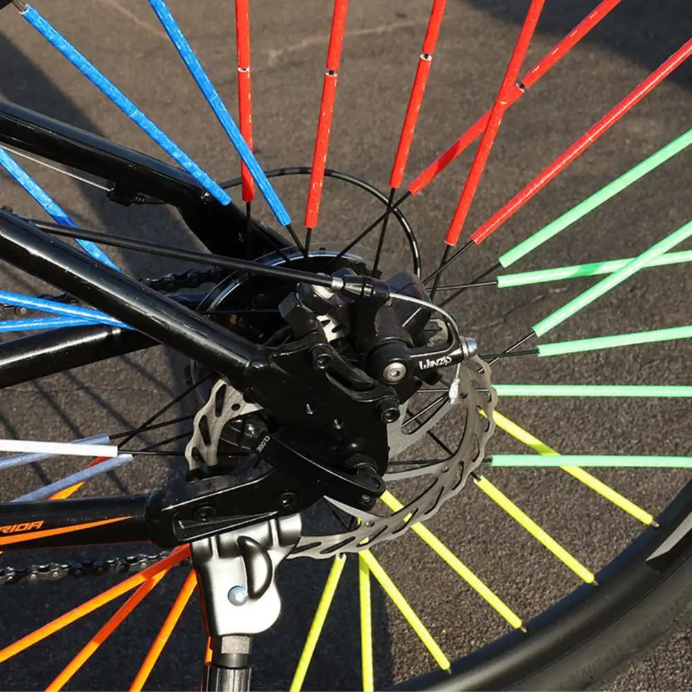 Bike Supplies Reflective Spokes Colorful Bicycle Spoke Skins Wraps for Night Riding Universal Easy-to-install for Road