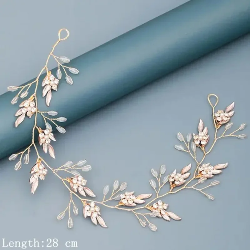 Pearl Rhinestone Flower Headband Wedding Hair Accessories For Women Bridal Headband Hair Jewelry Light Gold Wedding Accessories