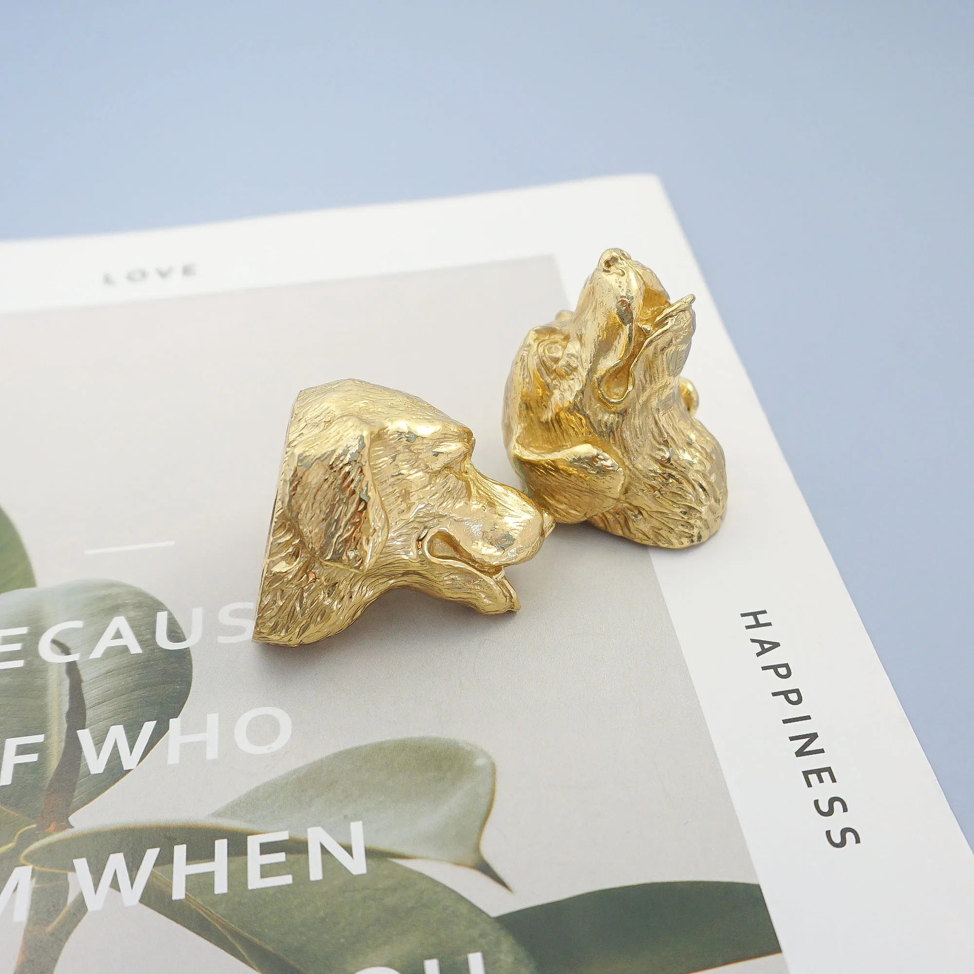 

MFYS Dog Shape Brass Furniture Hardware Golden Copper Knobs for Cabinets and Drawers Animals Door Knobs Wardrobe Pulls Handles