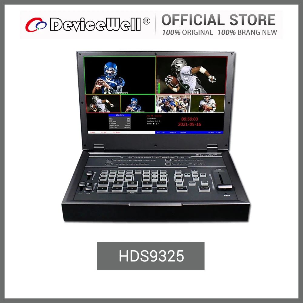 DeviceWell 자동 라이브 비디오 스위처, 지지대 네트워크, RTMP 스트리밍, HDS9325, 5-CH