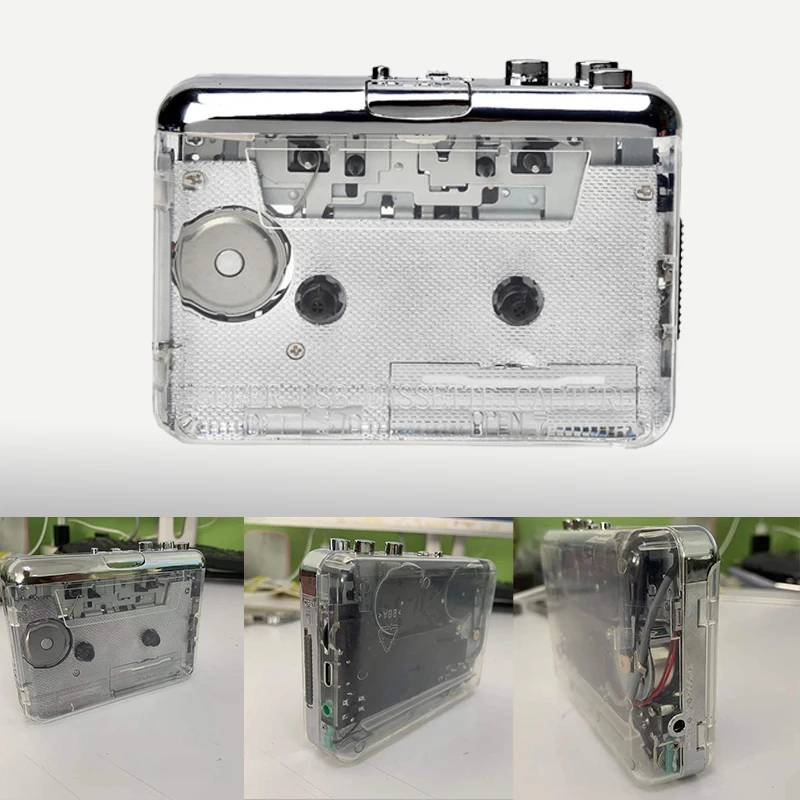 

Fully Transparent Case Portable Tape Cassette Player Convert Walkman Tape To Mp3 Usb Type-C Interface