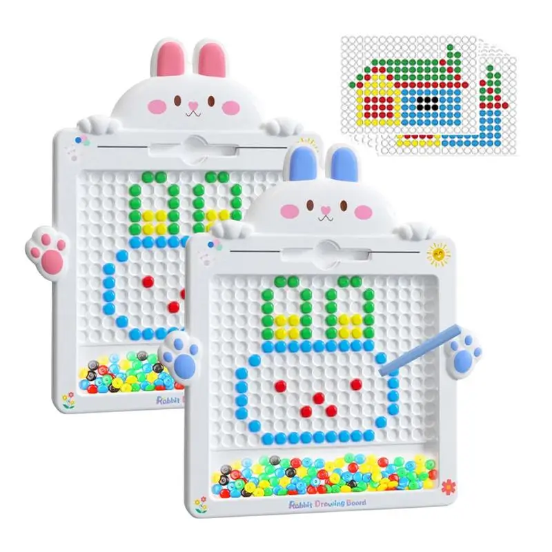 

Magnetic Rabbit Shape Drawing Board With Colorful Beads For Toddlers 1-3 Early Education Drawing And Creation Toy Gift For Kids