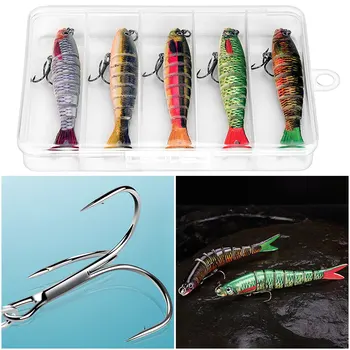 5Pcs Multi Jointed Swimbait with Treble Hooks Sinking 1