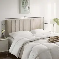 Upholstered Twin Headboard with Easy Assembly, Channel Stitch Design, Wall Mounted and Soundproof Panels in Beige 2
