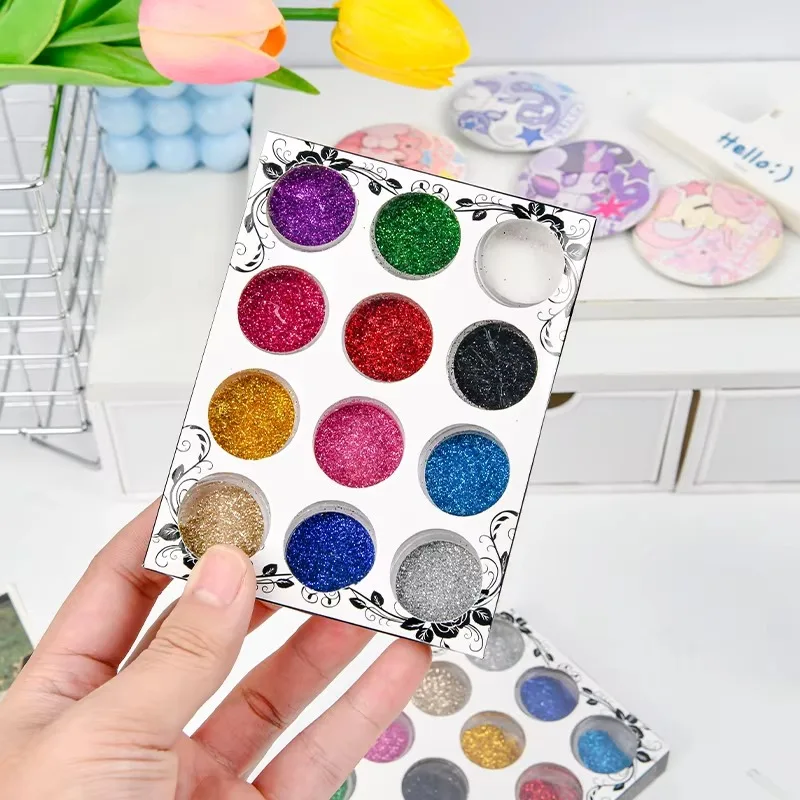 12-Color Nail Glitter Sequins Set Gold & Silver Foil Paper Dried Flowers Crystal Clay for DIY Art Crafts Nail Art Toys 3