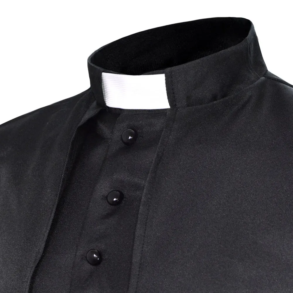 Costume De Prêtre Homme – Col Montant, Pour Déguisement Halloween, Cosplay Ou Cérémonie