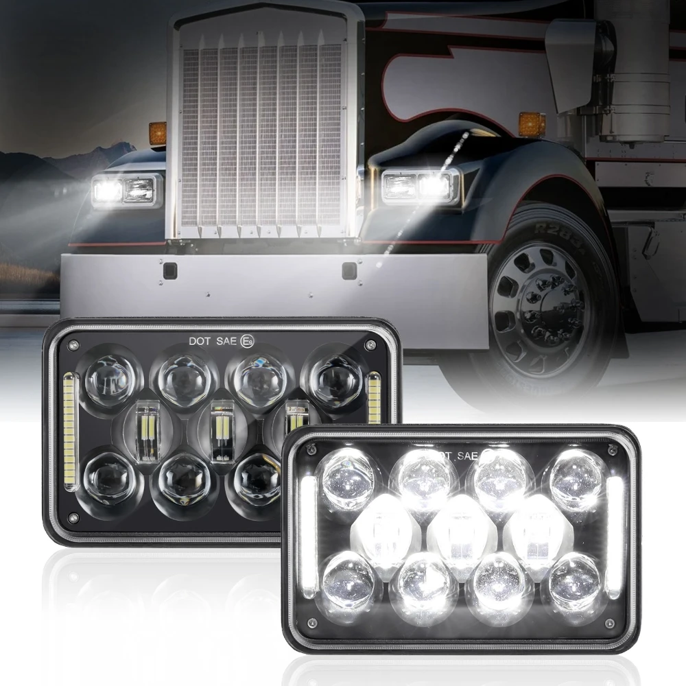 

4x6 inch 60W LED Headlights White DRL High Low Beam for Kenworth Peterbilt Freightliner Semi Trucks Ford Probe Chevrolet Truck