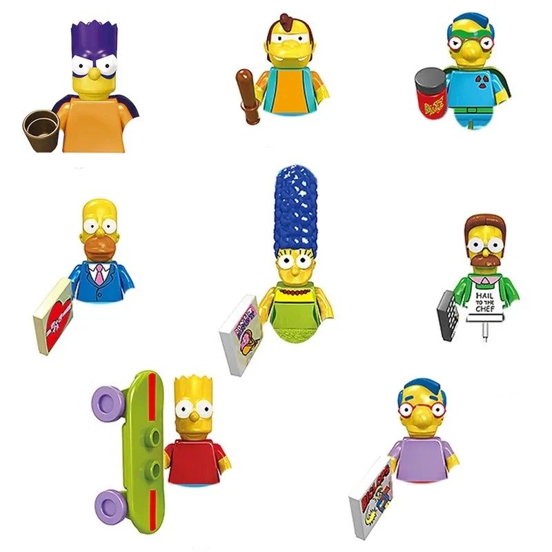 Simpsons Mini Action Figures Blocks Toys Diy Homer Jay Simpson Figurine Model Bricks Parts Giocattolo Per Bambini Regali Di Compleanno