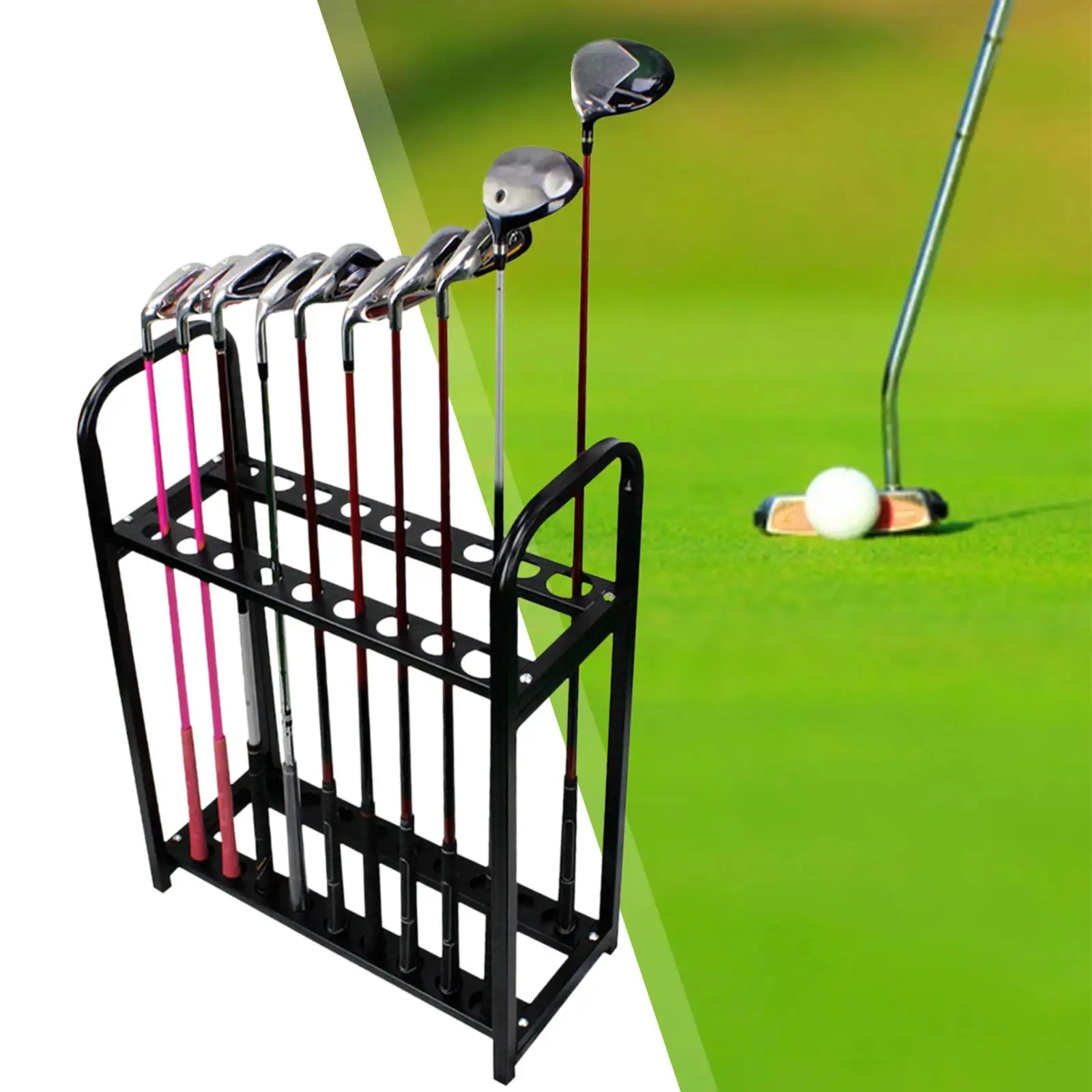 

Pool Cue Holder Floor Stand 18 Holes Shelf Billiard Cue Rack for Game Room