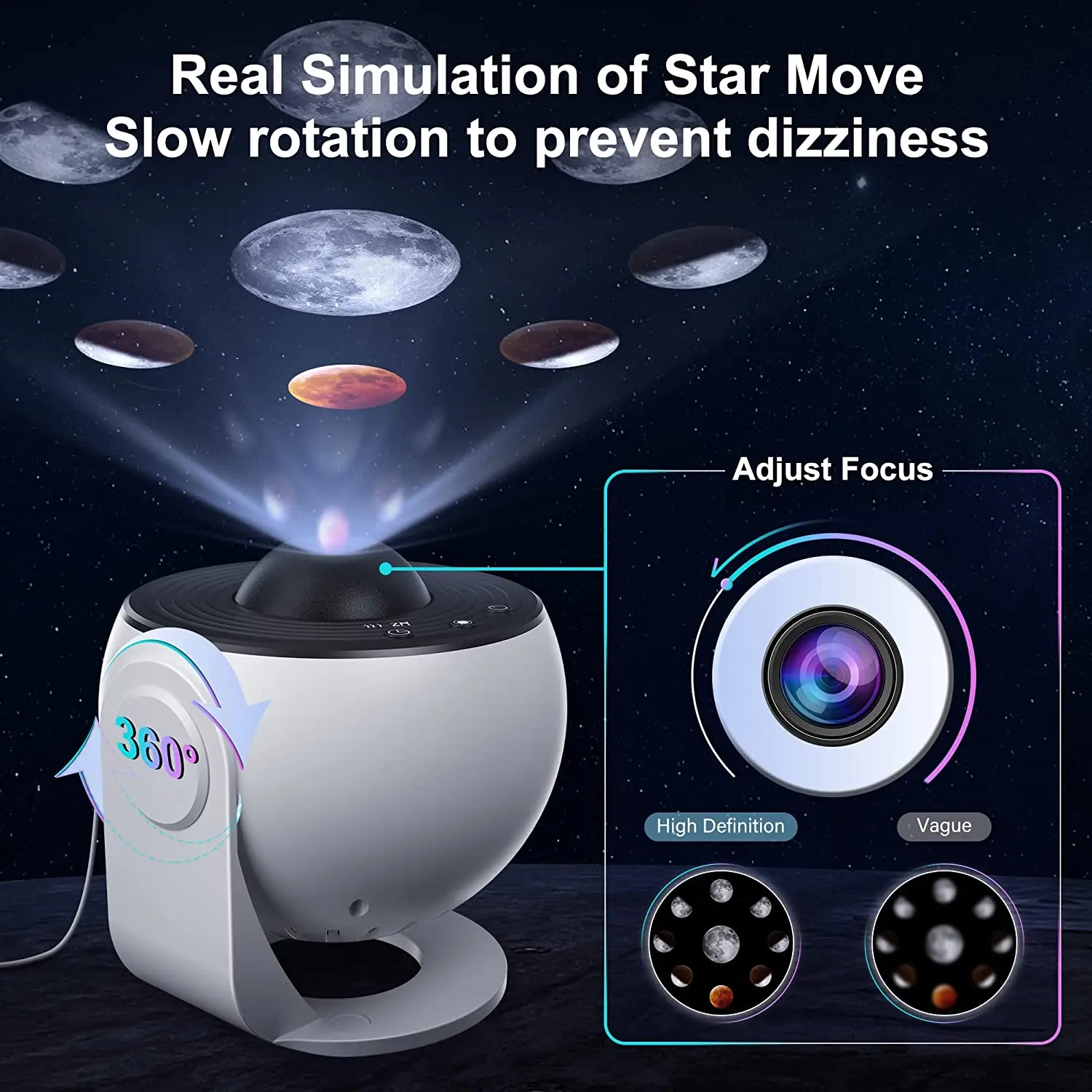 Night Light Galaxy Projector Starry Sky Projector 360° Rotate Planetarium  Lamp For Kids Bedroom Valentines