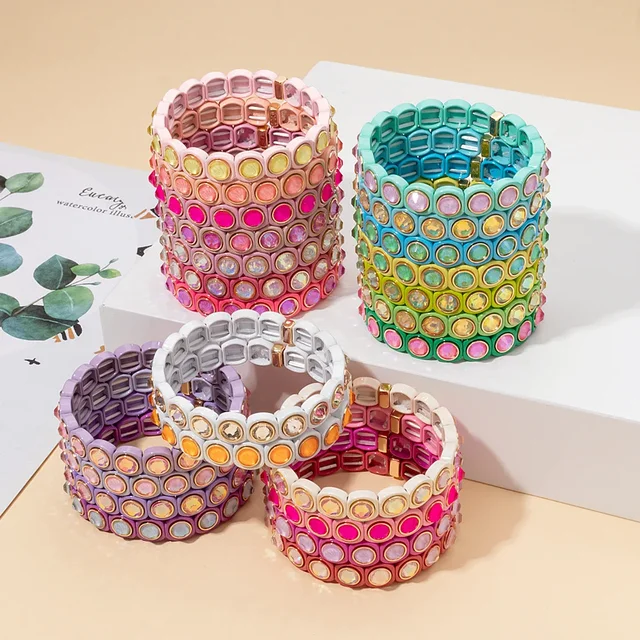 Bracelet perlé en émail Macaron pour femme, fouet haut, bracelet léger, accessoires de luxe, style INS, mode, document 1