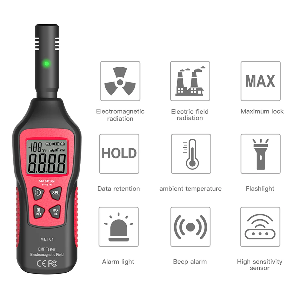 Mastfuyi Radiation Dosimeter EMF Meter High-precision Electromagnetic Radiation Detector Household radiation detector emf meter tester