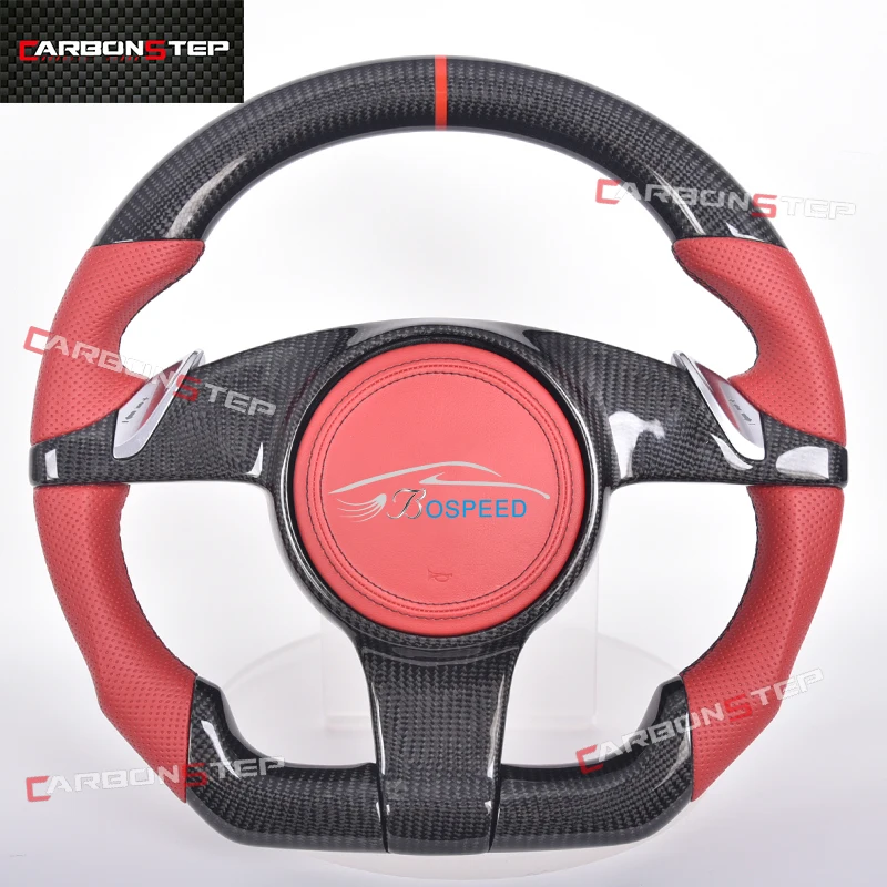 

Fit For Porsche Cayenne Macan 997 Panamera 911 958 970 Taycan 996 981 971 991 986 Suede Leather Carbon Fiber LED Steering Wheel