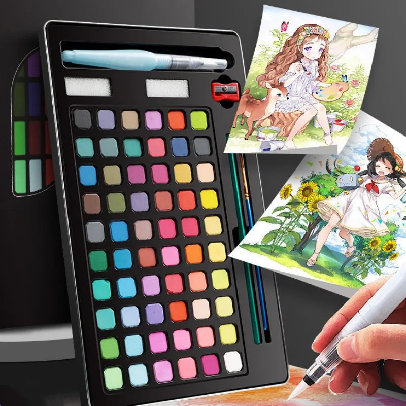 Watercolor Painting Set Watercolor Paint Watercolor Pigment 48/60/72 Colors Portable with Brush