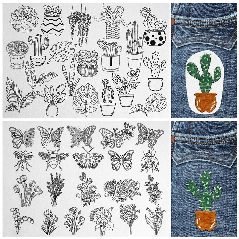 A variety of patterns embroidery cloth stickers hand embroidery DIY material bag hand live water soluble