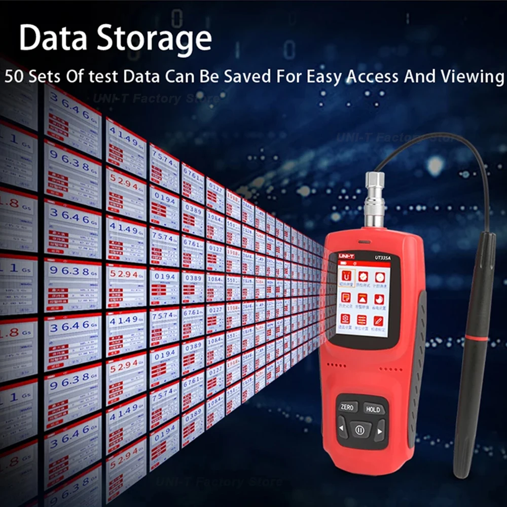 Digital Tesla Meter UNI-T UT335 Gauss Meter Magnetic Detection 0~3000mT/kGs Surface Magnetic Strength Gaussian Meter with Data Storage Calibration