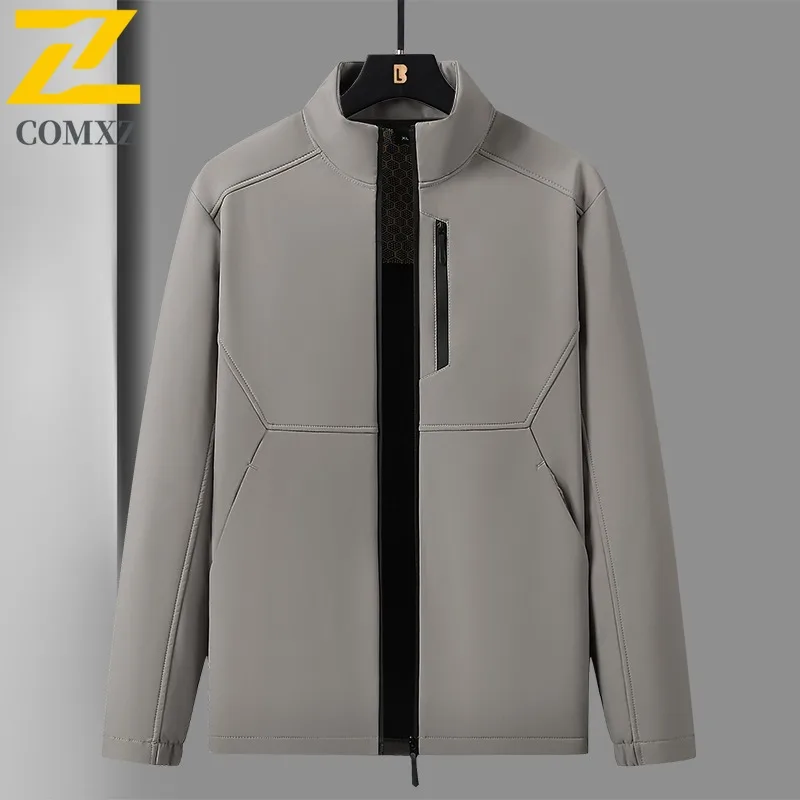 EiAO Stand-Collar Softshell Jacket Spring Windproof Waterproof Light Fleece Hiking Coat for Camping Fishing 2025 Multi-Season