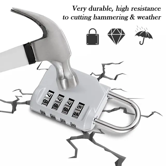 Combination Lock Resettable 4 Digit Padlock with Combination Waterproof and Heavy Duty Combination Padlock Outdoor for School ﻿ 5