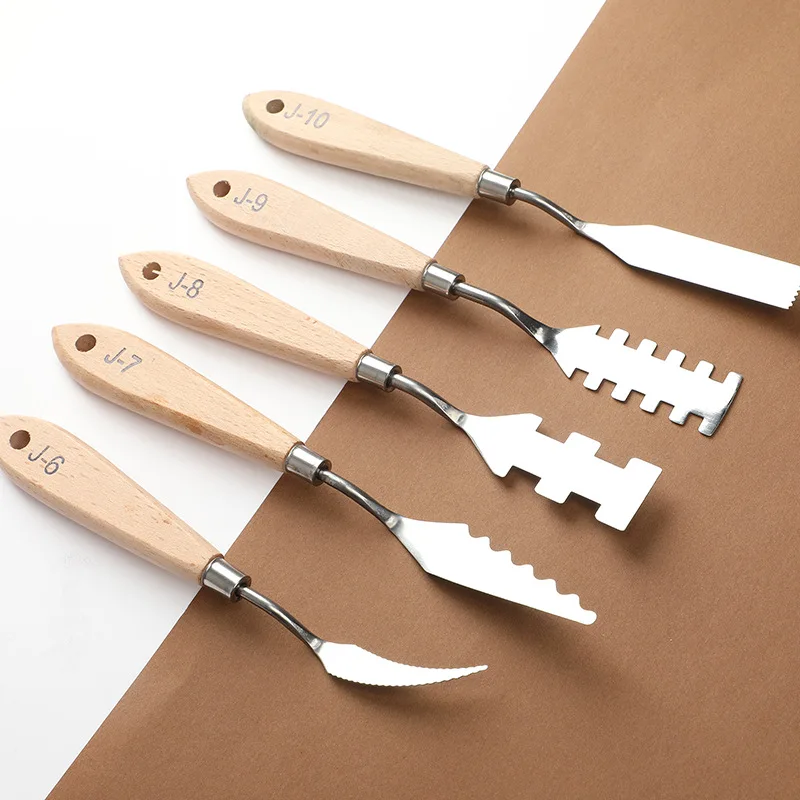 Color Palette 10pc oil painting knives scrapers color palette knife tools for wooden irregular texture flower shovels art color painting tools