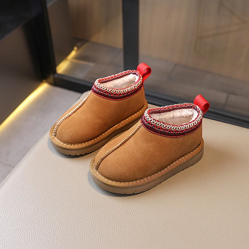 2025 Winter Kids Suede Snow Boots Toddler Fur Slippers Baby Shoes Ultra Girls Boy Low-top Warm Boot 6